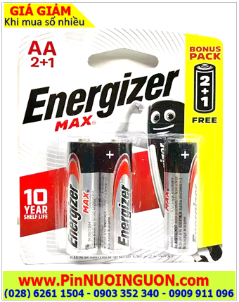 Pin Energizer E91 BP3; Pin AA 1.5v Alkaline Energizer E91-BP3, Made in Singapore| Vỉ 3viên